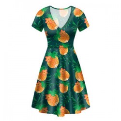 Custom Holiday beach floral print long mid-calf dress
