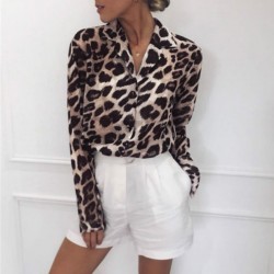 Women's Long-sleeved Casual Leopard Print V-neck Chiffon Shirt