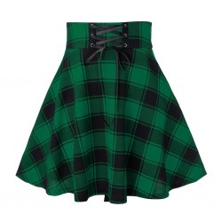 Black Checkered Pleated Plaid Skirts