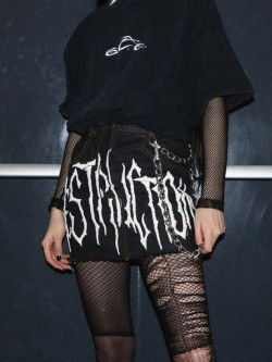 Punk Style Sexy Black Denim Skirt