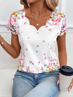 Spring Short Sleeve Blouse, Casual & Fashionable For Everyday Wear Valentines Clothes